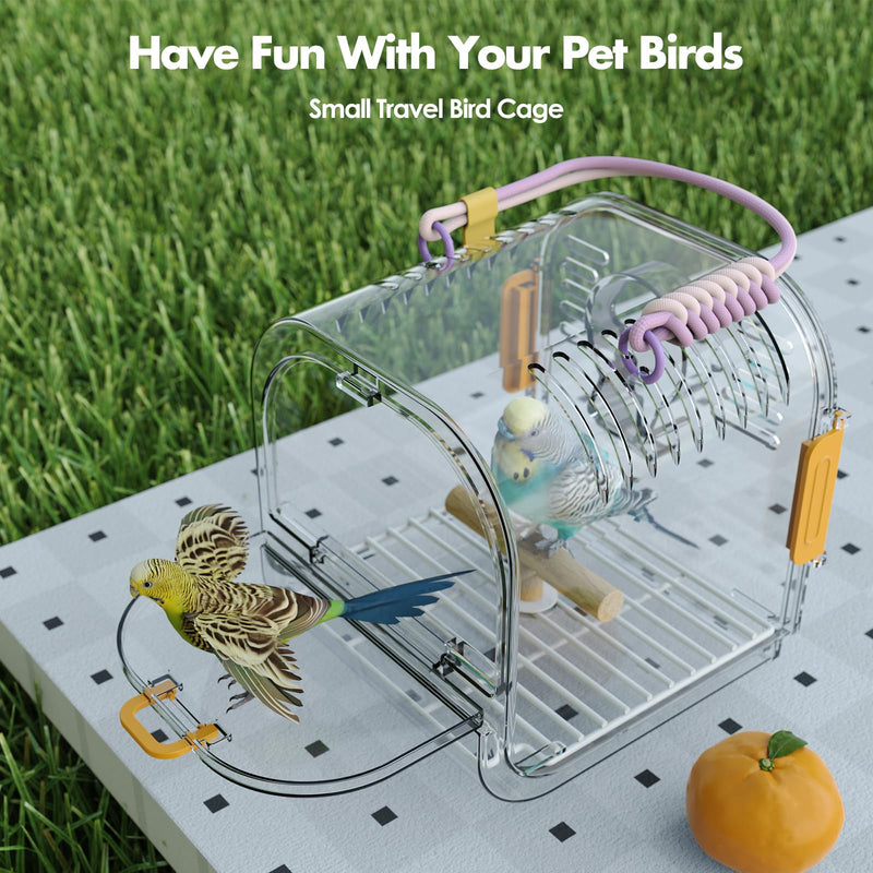 Small Bird Travel Carrier, Portable Bird Cage for Small Bird Parrot Parakeet with Shade Cover and Standing Perch, Lightweight Bird Carry Transport Cage for Vet Visit Shopping and Outdoor Adventure Yellow - PawsPlanet Australia