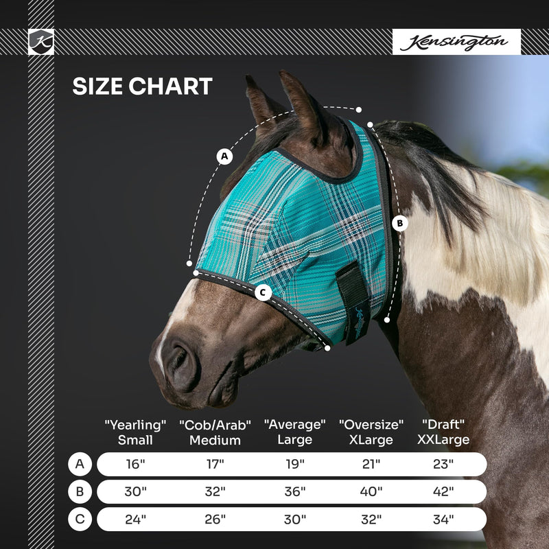 Kensington Fly Mask Web Trim Protects Horses Face and Eyes from Bites and Sun Rays While Allowing Full Visibility Ears and Forelock Able to Come Through The Mask, X-Large, Lavender Mint 2017 - Lavender Mint XL (Large Horse)