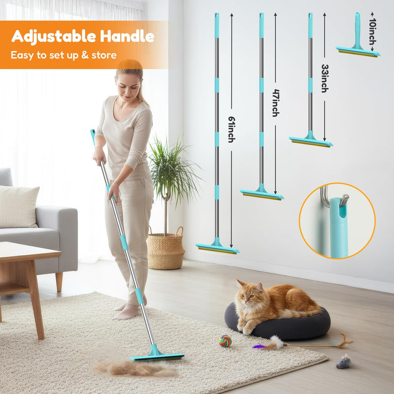 3 In 1 Carpet Rake for Pet Hair Removal Tool with Long & Short Handle and Rubber Detail Brush, Carpet Brush for Pet Hair, Deep Cleaning Pet Hair Removal Broom for Carpets Couches Rug Furniture - PawsPlanet Australia