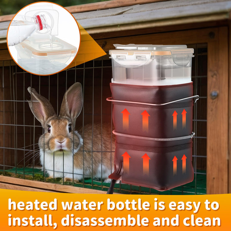 1 Pack 74 oz Heated Rabbit Water Bottle, Large Rabbit Water Dispenser No Drip, Bunny Water Bottle, Heated Small Animal Drinker for Pets, Rabbits, Guinea Pigs, Hamster, Ferrets, Birds, Mouse, Rats 1 - PawsPlanet Australia
