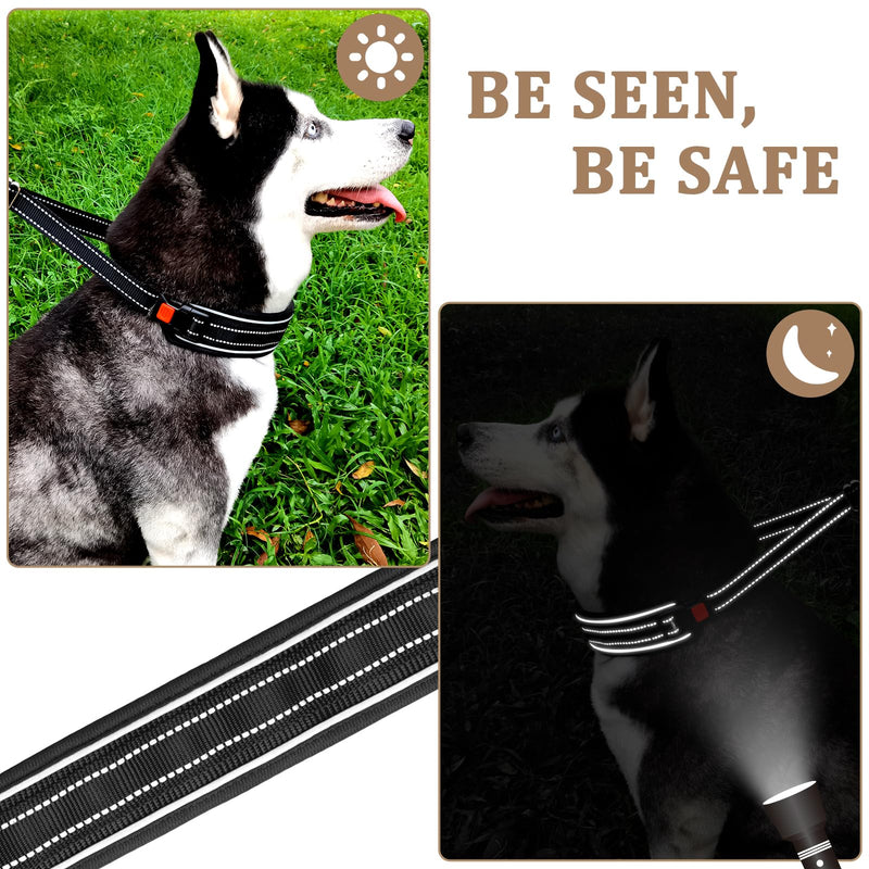 Mayerzon Martingale No Pull Dog Collar, Reflective Walking Collar for Large Medium Dogs Pitbull Belgian Malinois Doberman That Pull, Anti Pull Dog Collar with Buckle for Training Hunting Black (Beaded Reflective) Large,3mm,15"-22"Neck - PawsPlanet Australia