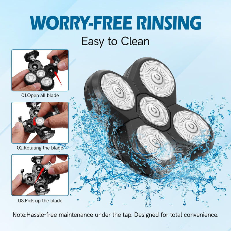 5 Pack Replacement Blades for Freebird Head Shaver | 5-Blade Electric Razor Refills for Bald Men Freedom Grooming + 1 Cleaning Brush 5 PCS - PawsPlanet Australia