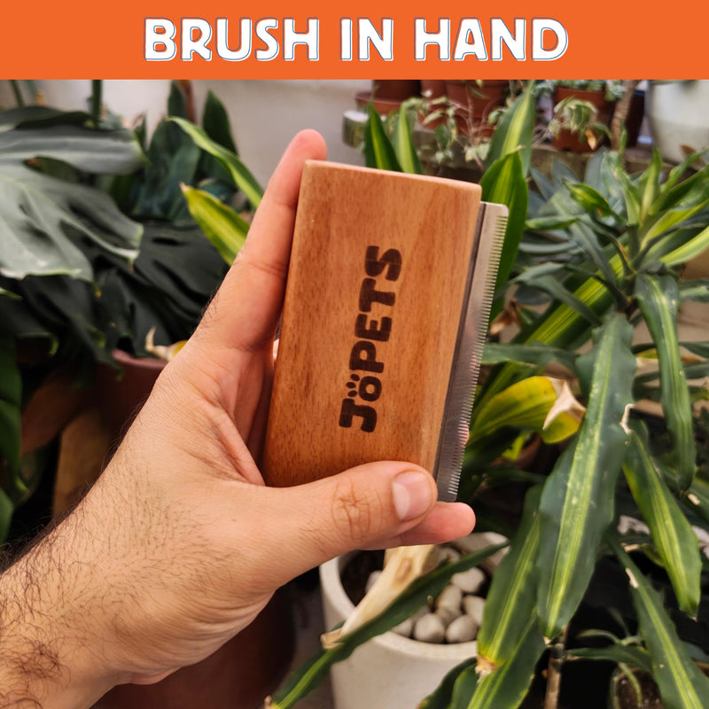 Jocomb Wooden Deshedding Brush for Dogs, Cats & Horses - Gentle Grooming Tool for Thick, Short & Wiry Coats - Dematting Pet Brush for Shedding Control & Comfort - PawsPlanet Australia