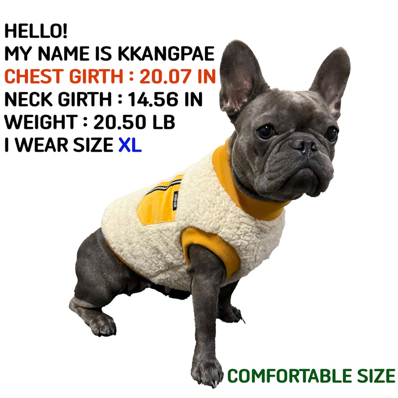 French Bulldog Clothes for Dogs Cozy Warm Fleece Cold Weather Coat Pocket Sweater Fall and Winter (XL,B Mustard Pkt) Pocket Warm Fleece XL - PawsPlanet Australia
