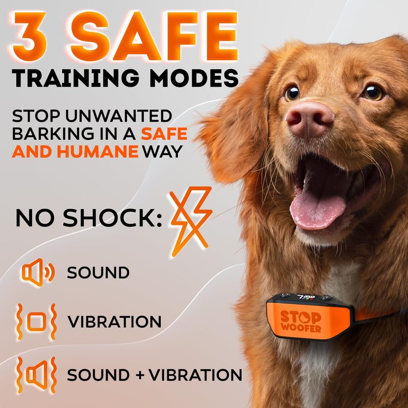 New 2025 No Shock Dog Bark Collar for Small Medium Large Dogs-Smart Chip Adjusts to Stop Barking in 1 Minute-Highly Effective Vibration and Sound Stops Barks Fast with No Pain-Safe Orange - PawsPlanet Australia