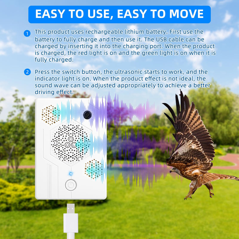 2026 Upgraded Ultrasonic Bat Deterrent for Attic & Roof, Portable Rechargeable Bat Repellent for House Eaves, Safe Electronic Pest Control to Keep Bats Away from Porch & Indoor, 2 Pack - PawsPlanet Australia