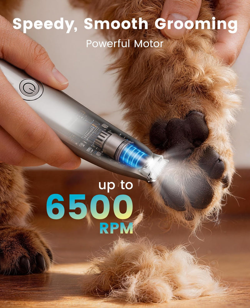 oneisall Upgraded Dog Paw Trimmer with 2-Speed, LED Light, Low Noise, Curved Blade for Precision Trimming, Rechargeable 19mm Paw Trimmer for Dog/Cat Paws, Eyes, Ears, Face, and Rump