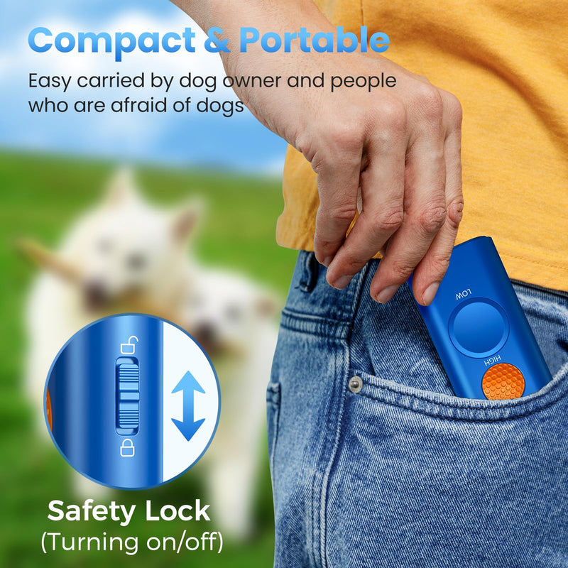 Dog Bark Deterrent Device, Anti Barking Device for Dogs Training Indoor Outdoor No More Bark Ultrasonic 2X Effective Emitters 50ft Range to Stop Neighbors Dog Barking Rechargeable for All Dogs Blue