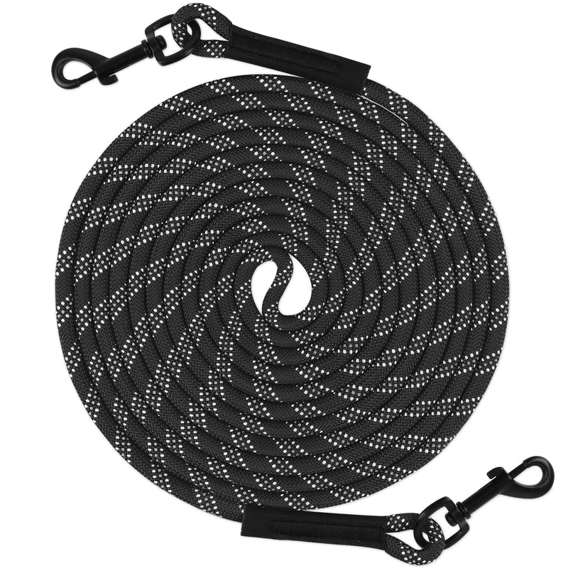 Taglory Dog Tie Out, Long Dog Leash 15FT 30FT 50FT 66FT, Recall Training Leash with 2 Swivel Hooks for Large Medium Small Dogs Walking, Camping, or Backyard, Black 30FT 30 Foot - no handle