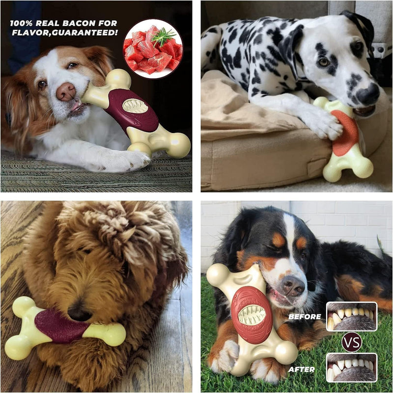 Dog Toys for Aggressive Chewers Indestructible Dog Toys, Durable Tough Dog Chew Toys for Medium and Large Large Breed Dogs，Dog Toys to Keep Them Busy Bacon