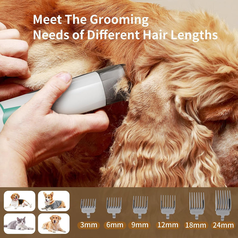 Dog Grooming Kit, Pet Grooming Vacuum with Pet Clipper Nail Grinder, Dog Hair Vacuum with 6 Pet Grooming Tools for Dogs Cats Shedding Grooming - PawsPlanet Australia