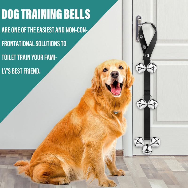 Dog Doorbells Premium Quality Training Potty Dog Bells, Adjustable Door Bell Length for Small, Medium and Large Dogs, A Convenient Way to Train Your Puppy - 7 Large Loud & Crisp DoorBells 02 Black/Black - PawsPlanet Australia