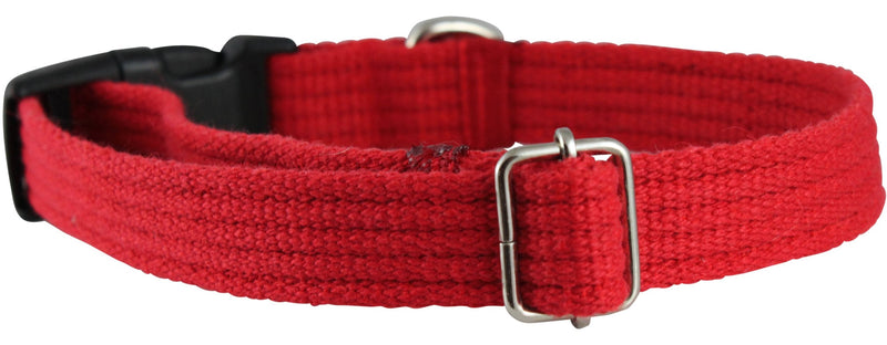 Dogs My Love Cotton Web Adjustable Dog Collar with Locking Device 4 Sizes Red (Medium: Neck: 14"-19"; Width: 3/4") Medium: Neck: 14"-19"; Width: 3/4"