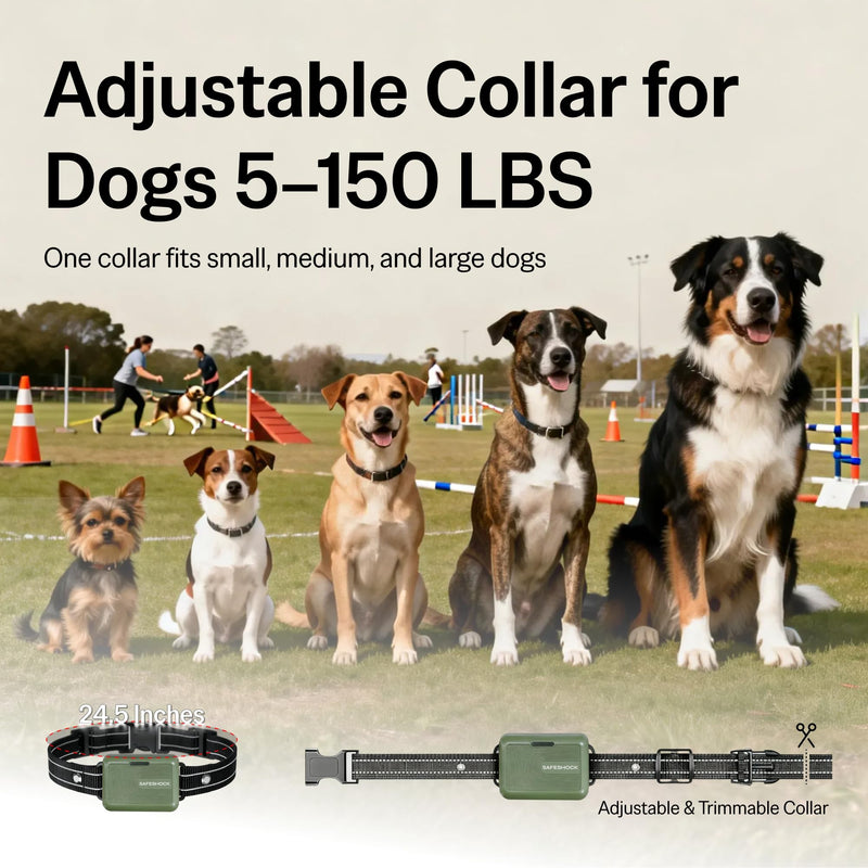 SafeShock® (Latest Model) - Dog Collar with Remote Control, Dog Training Collar with Remote - Beep & Vibration First, Adjustable Levels, 4200FT Range, for Small, Medium & Large Dogs - PawsPlanet Australia