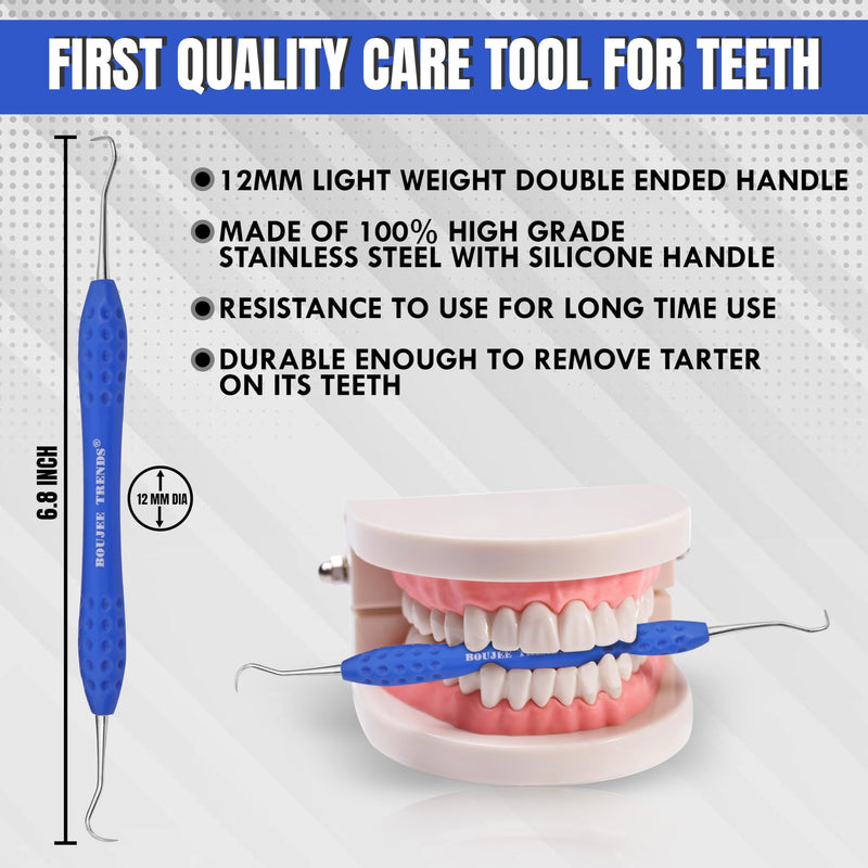 Professional Dental Tools Tartar Scraper For Dentist, Personal and Pets Use Plaque Remover With Comfortable Grip, Double ended Silicon Grip Scaler - PawsPlanet Australia