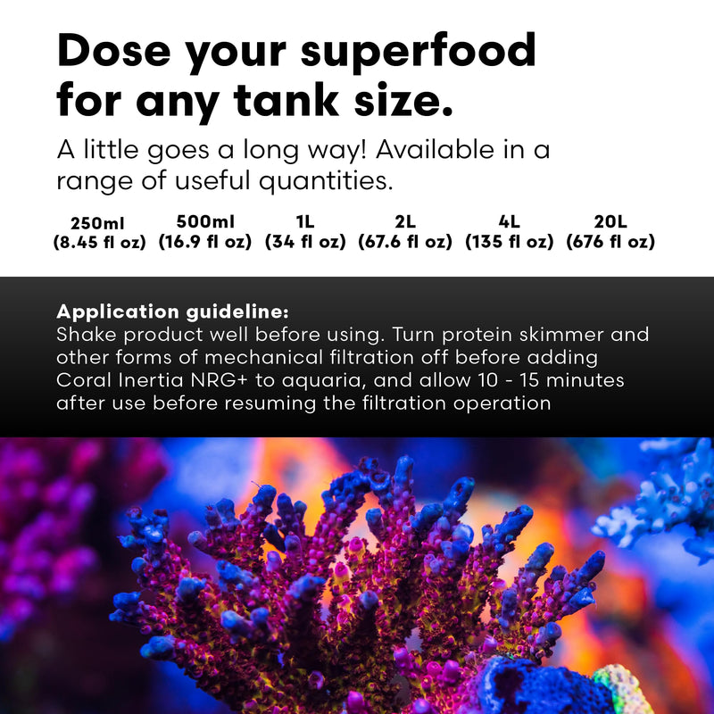 Brightwell Aquatics Coral Inertia NRG+ - All in One Coral Super Food and Multi Nutrient Supplement for All Corals and Their Allies - Aquarium Water Treatments, 250 ml 250-ml