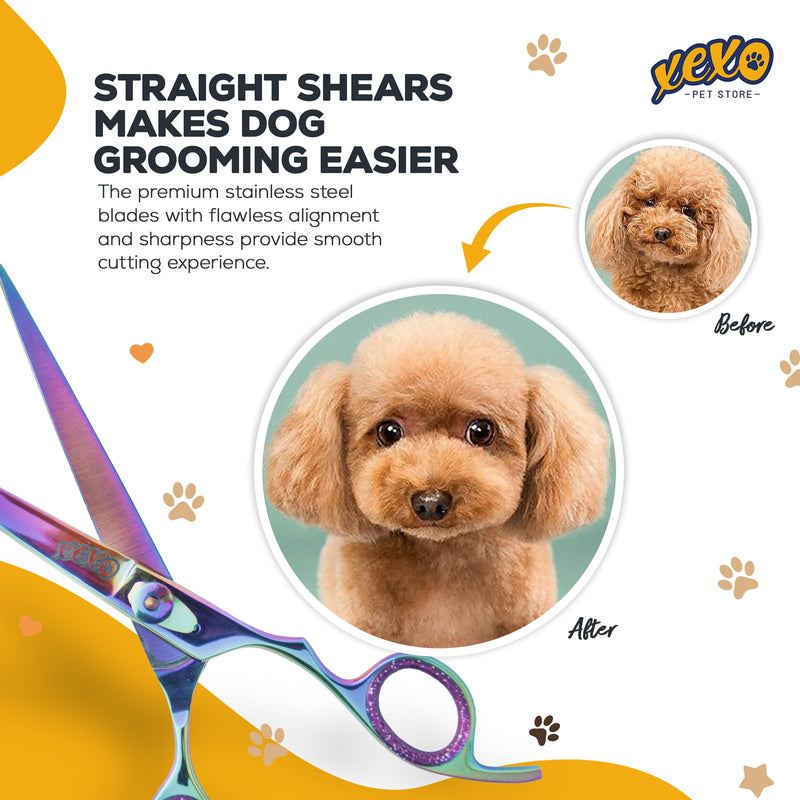 Straight Dog Scissors - Essential Scissors for Pet Grooming - 7.5" Right Handed Sharp Stainless Steel Shear Straight Scissor - 7.5'' - PawsPlanet Australia