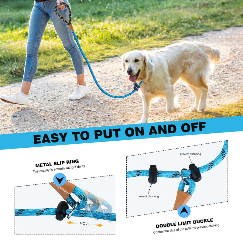 lynxking Slip Lead Dog Leash Reflective, Heavy Duty Comfortable Strong Rope Leash for Large Medium Small Dogs No Pull Training (Light Blue, Large 1/2in x 6ft-Slip Lead) 1PC Large 1/2in x 6ft Light Blue - PawsPlanet Australia