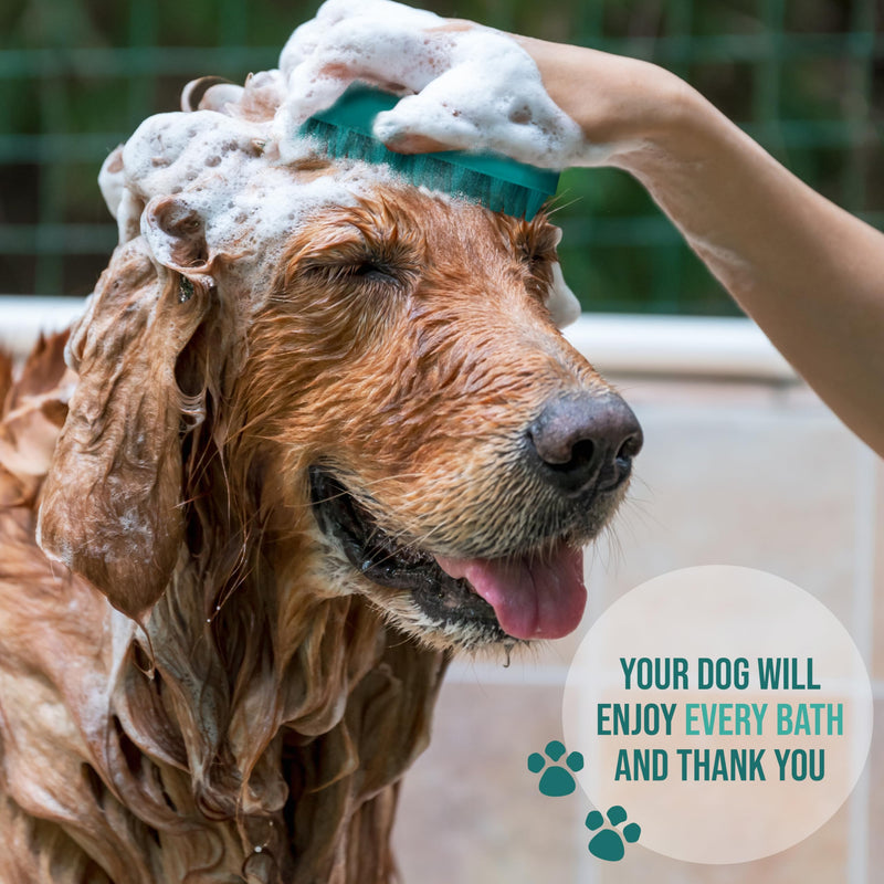 Nature's Specialties Waterproof Dog Bath Brush, Wet or Dry Coats, Grooming and Massage Rubber Comb for Dogs, Strong Grooming Rubber Bath Brush, Scrubber for Shower Bathing, Green - PawsPlanet Australia