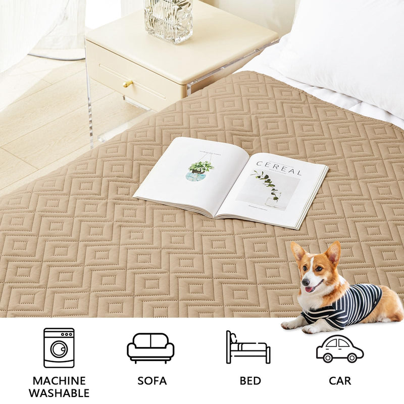 hyha Waterproof Dog Bed Blanket, Soft Pet Blankets 30x70 Inch and 68x82 Inch in Camel/Beige, 2 Item Bundle - PawsPlanet Australia