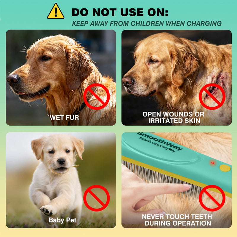 Professional 3-Row Tick & Flea Comb for Dogs & Cats - Stainless Steel Teeth with Negative Ion Anti-Static | Detangling Grooming Tool for Poodles, Shih Tzus & Long Haired Pets (One Size) One Size - PawsPlanet Australia
