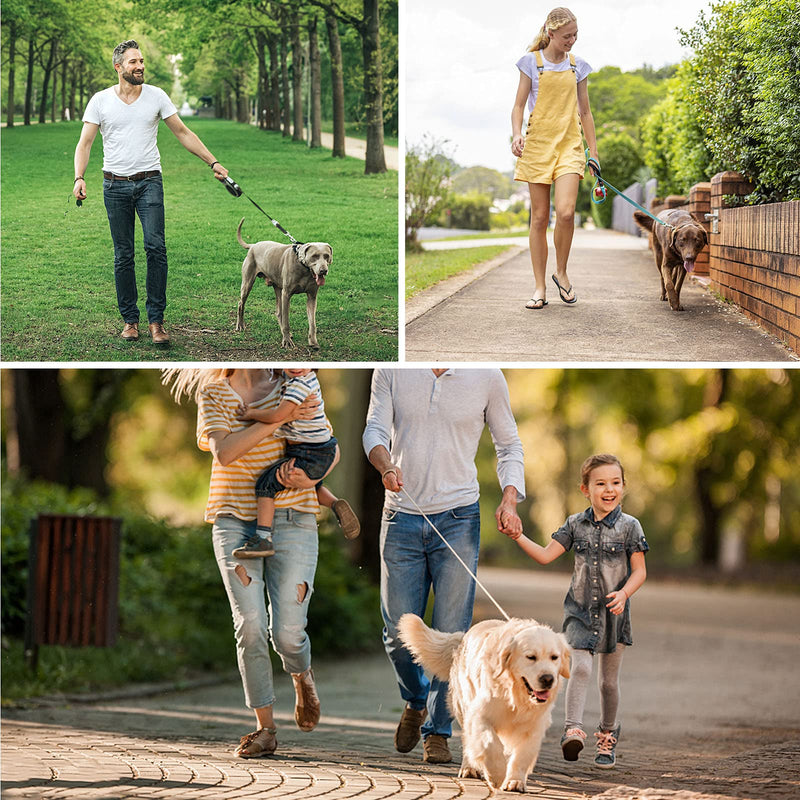 Long Dog Leash 10 FT: Heavy Duty Rope Leashes for Dogs Training with Swivel Lockable Hook Reflective Threads Bungee and Padded Handle - Dog Lead for Large Small Medium Dogs Outside Walking Hiking Black 10ft*1/3''