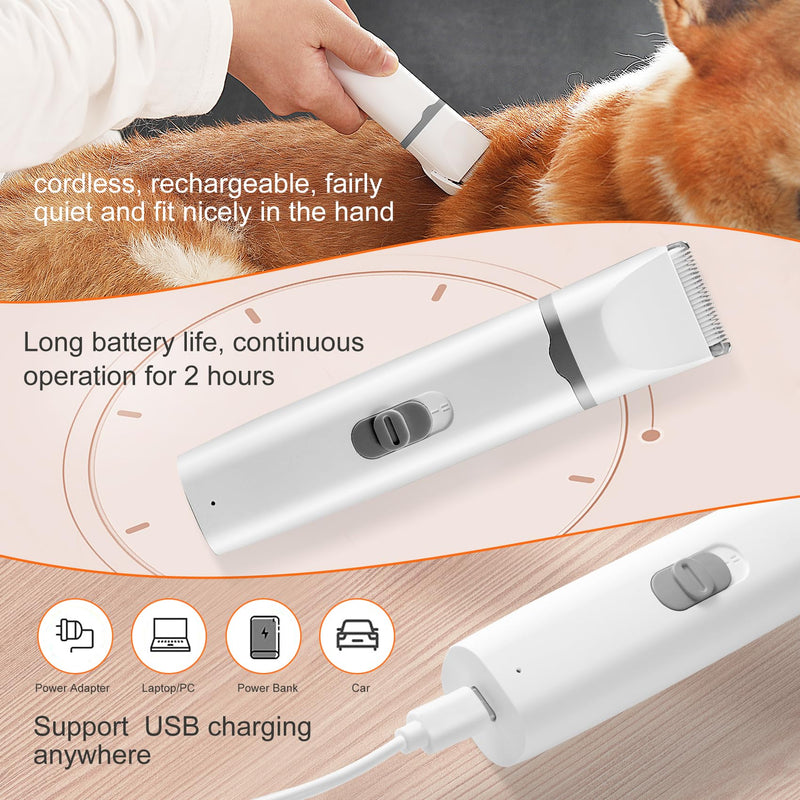 Dogs Hair Clippers Grooming Kit with Nail Grinder, 4-in-1 Electric pet Clippers for Dogs, Low Noise USB Rechargeable Cordless for Dogs Cat, Grooming Paws, Eyes, Ears, Face, Matted Hair - PawsPlanet Australia