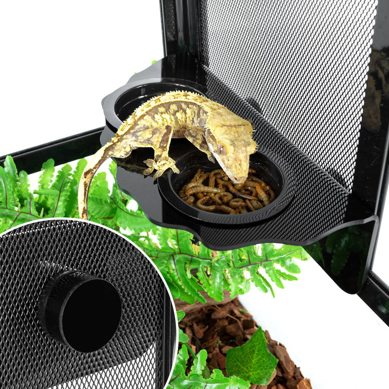 REPTI ZOO Magnetic Gecko Feeding Ledge, Acrylic Aboreal Feeding Ledge with 6PCS Cups, Strong Magnetic Reptile Ledge Gecko Food Ledge - PawsPlanet Australia