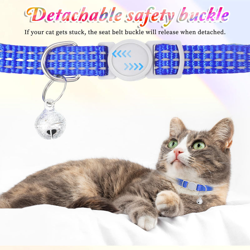 10 Pack Cat Collar Breakaway Kitten Puppy Collars with Bells Reflective Cat Bell Collars Adjustable Small Break Away Cats Collar for Male Girl Cats Puppies, 7.9" - 13" (10 Colors) - PawsPlanet Australia