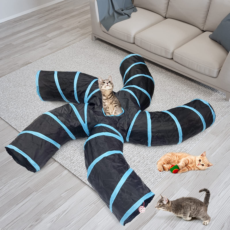 Bemodst S-Type Cat Tunnel, 2 Way/3 Way/4 Way/5 Way Collapsible S-Shape Small Animal Tubes Kitty Tunnels Interactive Maze House Toy with Storage Bag for Kitten Puppy Rabbit Guinea Pig … 5-Way - PawsPlanet Australia