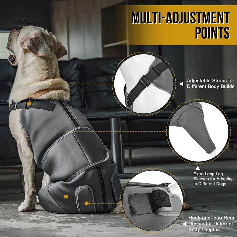 OneTigris Dog Body Suit After Surgery, Dog Body After Neutering Male with Adjustable Straps, Soft Lick Protection Dogs for Male or Female, Body for Small/Medium/Large Dog(Gray, L) Large