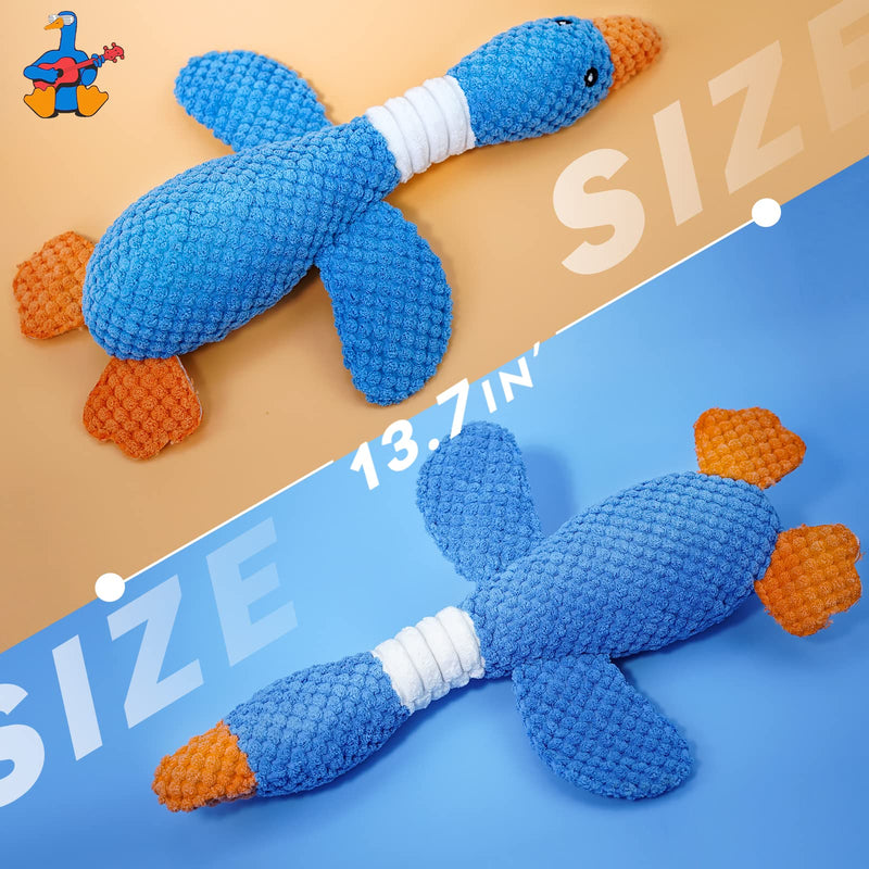 Vitscan Upgraded Goose Indestructible Dog Toys for Aggressive Chewers Small Medium Large Breed, Crinkle Squeaky Plush Dog Puppy Chew Toys for Teething, Duck Puppy Toys Blue goose - pineapple plush