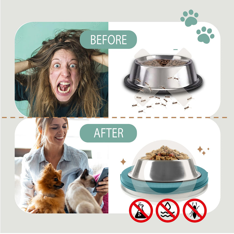 Ant Proof Cat Dog Bowl Tray - 2024 New Innovation Anti Ant Pet Food Dish Indoor No Chemical No Water Needed Different from Traditional Ant Trap (Turquoise Green) Turquoise Green