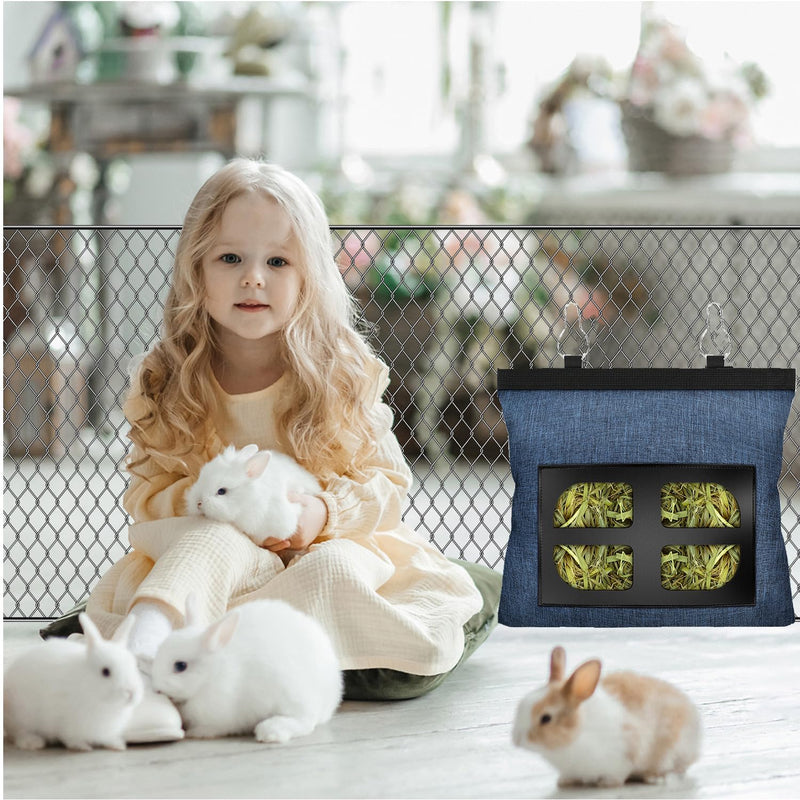 Rabbit Hay Feeder Bag,Guinea Pig Hay Feeder,Bunny Hay Feeder Bag,4 Holes Fabric Hanging Hay Feeder Bag for Small Animal,Hay Feeder Rabbit for Guinea Pig Hay Bag. - PawsPlanet Australia
