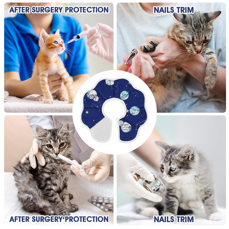 Cobee Soft Cat Cone Collar, Protective Cute Small Cat Recovery Collar Adjustable Fasteners Collars for Kittens Cats E-Collars After Surgery Wound Healing, Fit 6.3"-9" Neck Circumference(Constellation) Constellation - PawsPlanet Australia