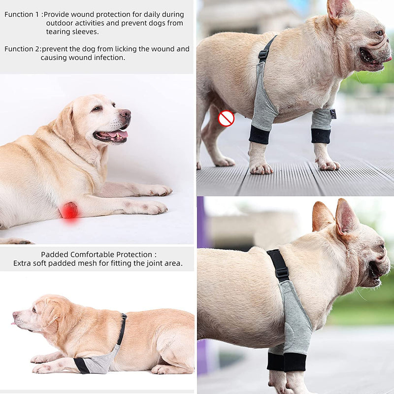Dog Front Leg Hock Joint Wrap Protects Wounds Compression Brace Sleeve with Straps for Heals and Prevents Injuries and Sprains Helps Arthritis For Small Medium Large Dogs (S) S