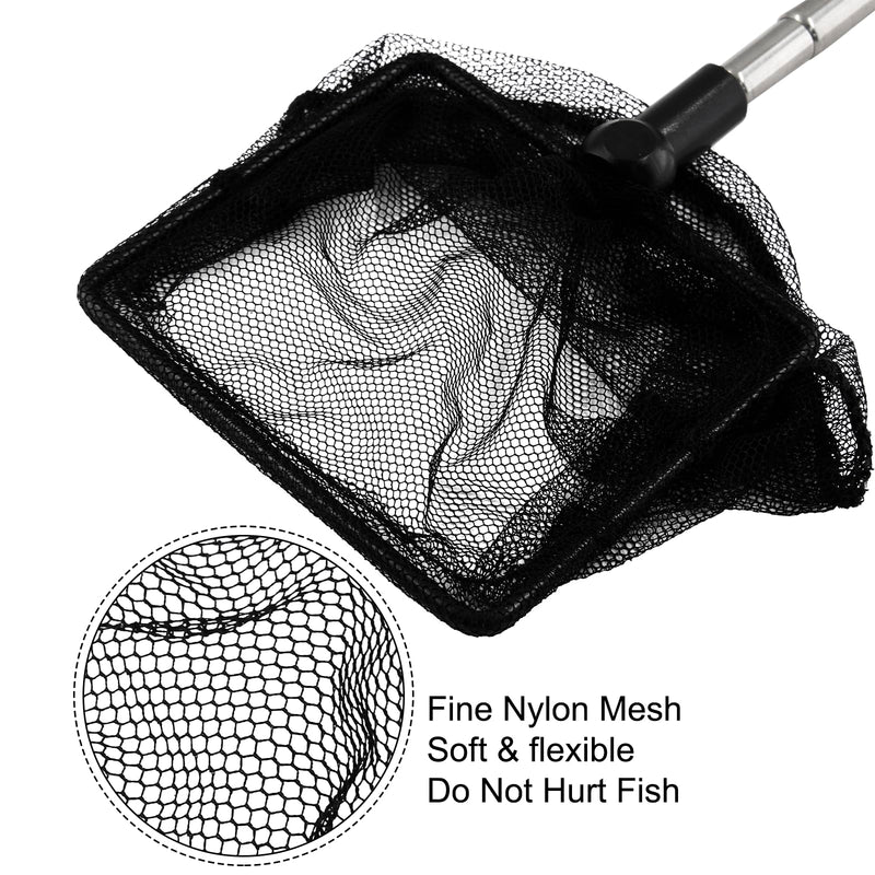 Aquarium Fish Net, Soft Fine Deep Mesh Net Stainless Steel Long Extendable Handle for Fish and Shrimp 3 Inch - PawsPlanet Australia