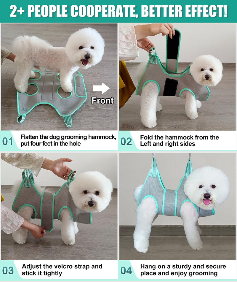 Dog Grooming Hammock Harness, Small Dog Groming Sling, Gray Dog Hanging Harness for Nail Trimming,Dog Nail Clipping Hanger Restraint Holder S (30 LB Max) Silver Grey 6-13in - PawsPlanet Australia