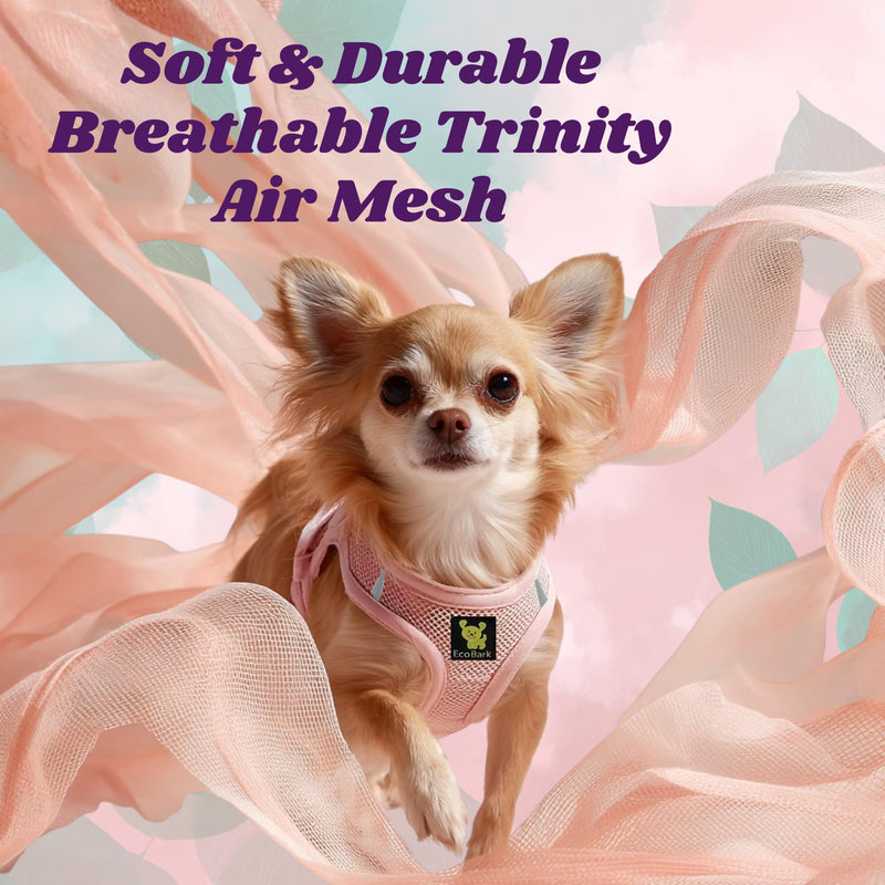 EcoBark Premium Quality Dog Harness - Teacup Dog Harnesses - Step in Halter Vest - Eco-Friendly Luxury Soft Mesh Halter - No Pull Mini Chest Body Collar - for Puppy & Toy Breeds (XXS, Baby Pink) XXS- 4 to 5 lbs- Chest Up to 11 in (Pack of 1) - PawsPlanet Australia