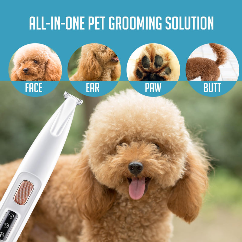 Dog Paw Grooming Trimmer Clippers - Cordless Electric Pet Easy Hair Trimming Shaver Kit with LED Light - Rechargeable Low Noise Shaving Clipper Tool for Puppy Dogs Cats Feet Paw Pads Toes Ears Face - PawsPlanet Australia