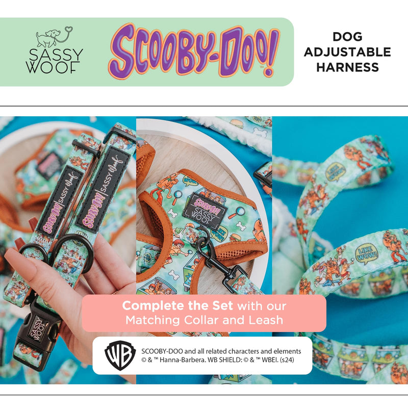 Sassy Woof Dog Adjustable Harness - Scooby-Doo™ - S, Breathable Mesh, No Pull Design with Two D-Rings, Patented Design, Perfect for Small Dogs and Puppies - Officially Licensed - PawsPlanet Australia