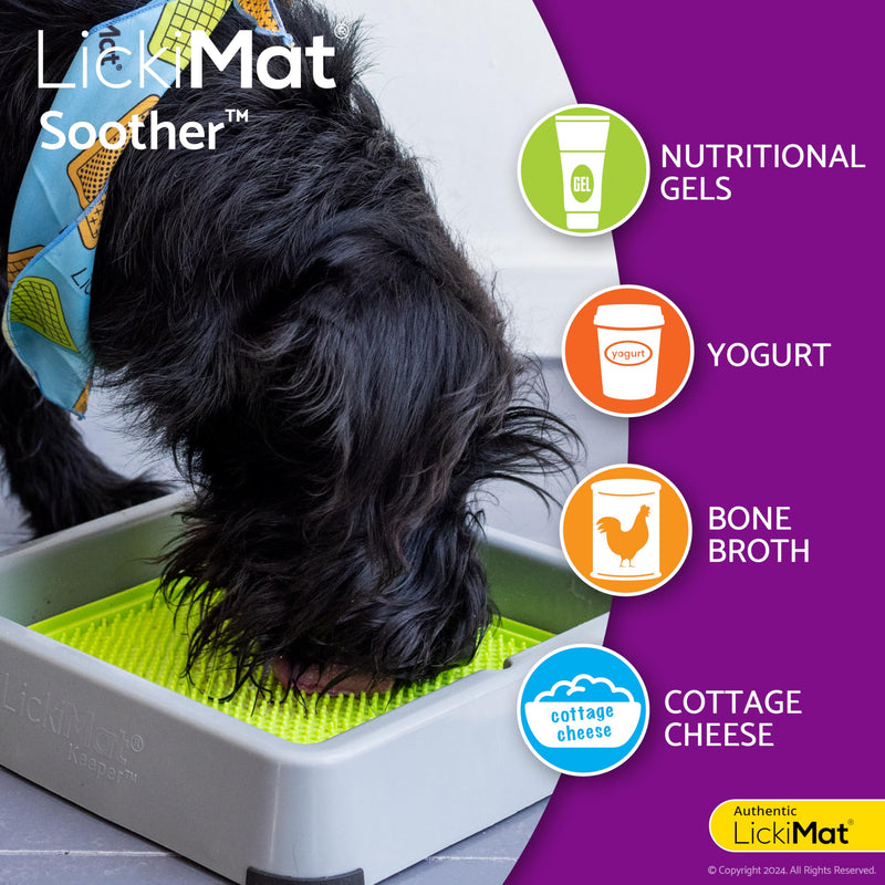 LickiMat 8"X8" Pack of 2 Classic Soother & Buddy Dog Slow Feeders Lick Mat Boredom Anxiety Reduction Perfect for Food Treats Yogurt Peanut Butter Fun Alternative to Slow Feed Dog - (Green & Turquoise) Green & Turquoise