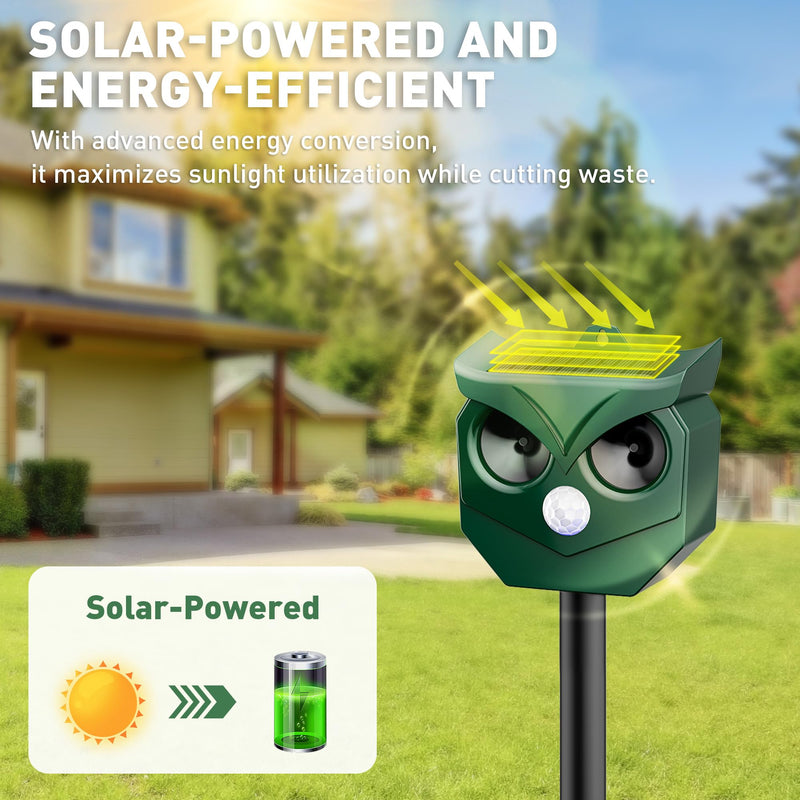 Ultrasonic Animal Repeller with LED Strobe Lights - Outdoor Solar Powered for Squirrels, Deer, Raccoons, Rabbits, Skunks, Cats, Dogs - Protects Garden, Yard, Lawn, Farm & Crops 2PCS - PawsPlanet Australia