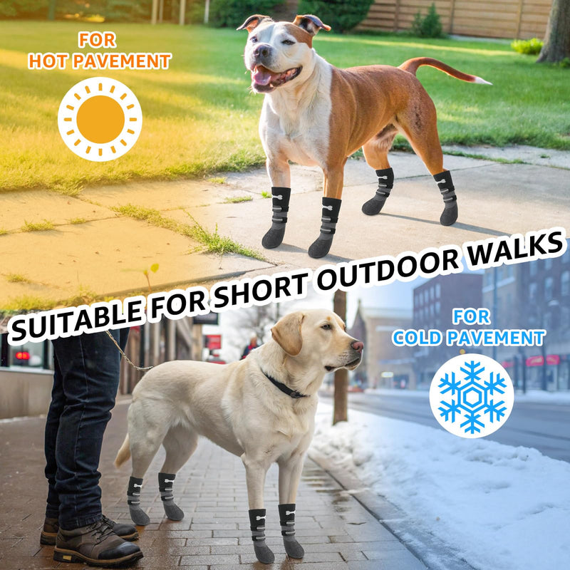 SCENEREAL Anti Slip Dog Socks Boots, Dog Shoes for Hot/Cold Pavement, Waterproof Grip Doggy Booties for Hardwood Floor, Rain Paw Protectors for Small Medium Large Senior Old Dogs, Black M M(2.1"x1.9")(Paw L*W) Black(Pack of 4+2) - PawsPlanet Australia