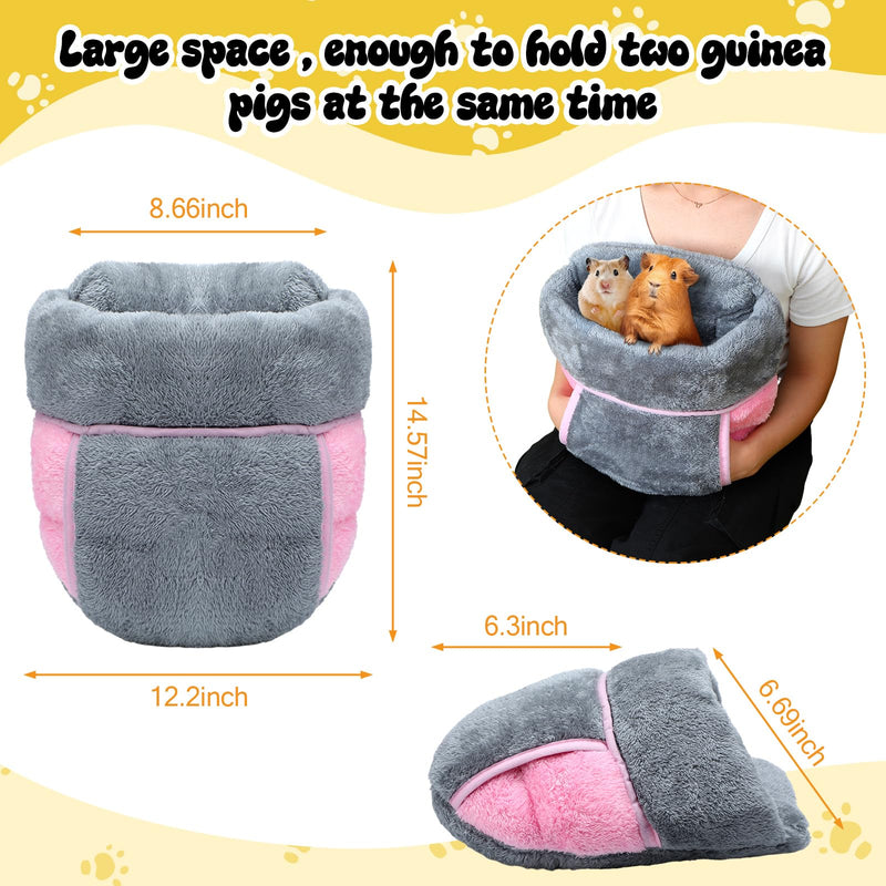 Wenqik 2 Pcs Guinea Pig Hideouts Washable Bunny Bedding Cuddle Warm Small Pet Sack Supplies Portable Pet Carrier Cage Nest Guinea Pig Accessories for Cage(Gray, Pink,Plain) Gray, Pink Solid - PawsPlanet Australia