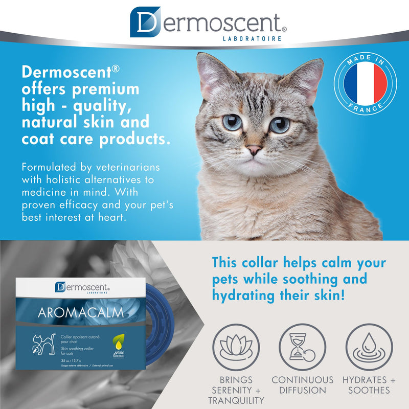 Dermoscent Aromacalm Stress Relief Collar for Cats | Soothes Skin, Calms Naturally | Aromatherapy Infused, Hemp Seed Oil Formula