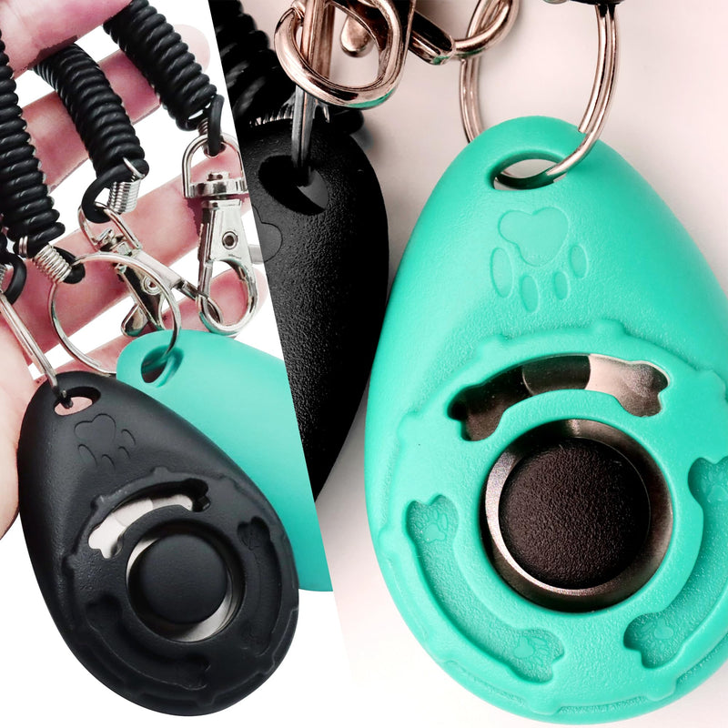 Pet Training Clicker with Wrist Strap - Dog Training Clickers (Black +Bluegreen) - PawsPlanet Australia