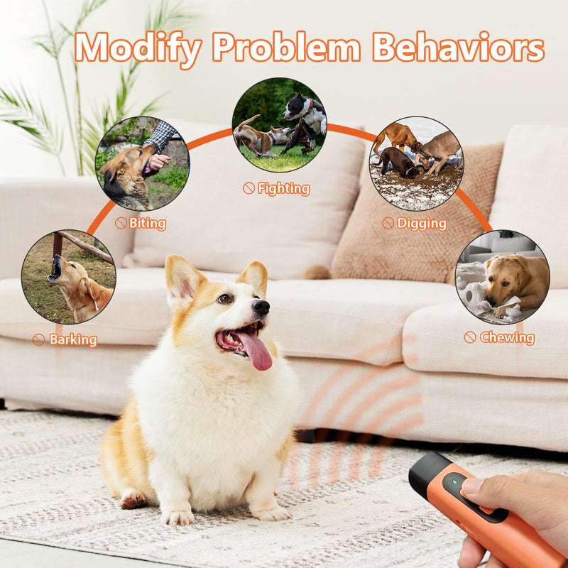 Yootiko Dog Bark Deterrent Device with LED Light, Ultrasonic Anti Barking Device for Dogs, Long Range Training Stop Barking Behavior Indoors Outdoors, Safe Rechargeable Bark Control for Dogs