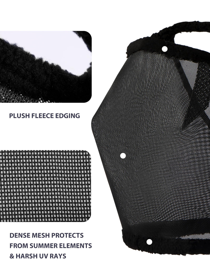 Harrison Howard All Round Mesh Horse Fly Mask UV Protective with Fleece Padded Edging Black L Full (Large) - PawsPlanet Australia