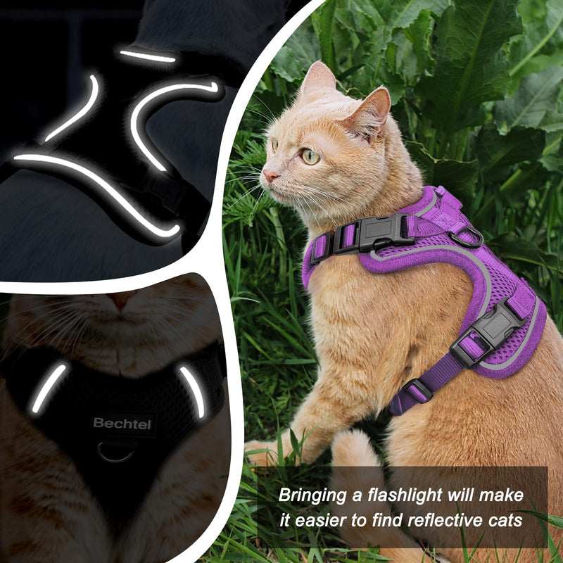 Cat Harness and Leash for Walking, The Upgrade Can be Adjusted in Four Directions and Breathable Cat Harness for Anti Escape That can be Fitted and Positioned, Reflective Strips Harness, Purple,XS Extra Small (4-6lb)